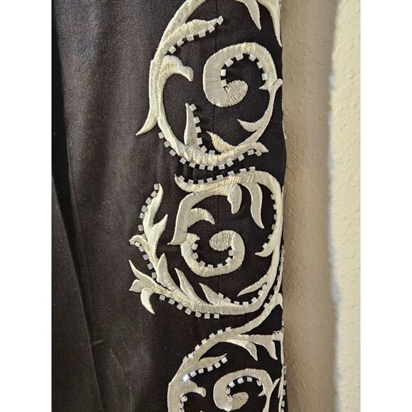 CACHE Womens Embellished Black Twill Pants Bootcut Tall No Waistband Size 6 - Picture 2 of 8